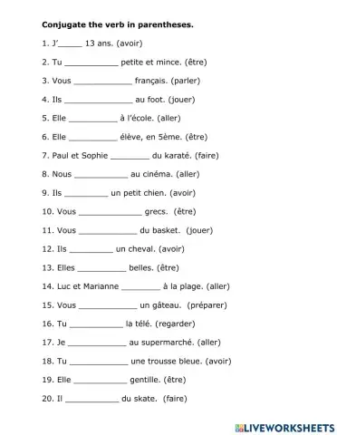 Faire, aller, avoir, etre