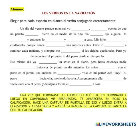 Los verbos en la narración