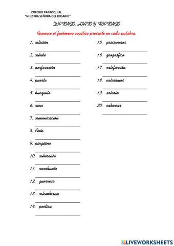 Diptongo, hiato y triptongo