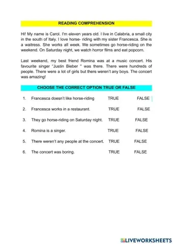 Reading comprehension