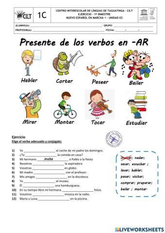 Verbos regulares en -ar - -er - -ir