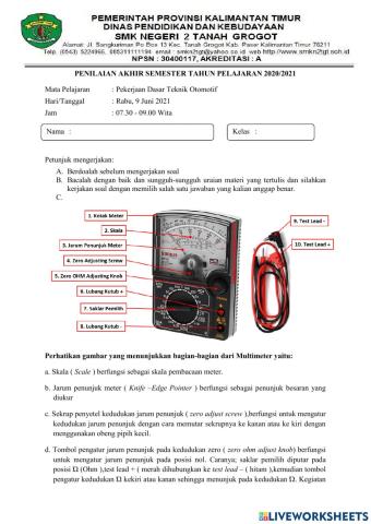 PAS Pekerjaan Dasar Otomotif X TKRO