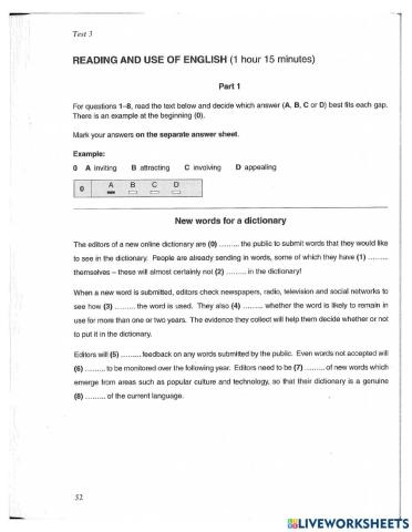 FCE Reading & Use of English parts 1-6