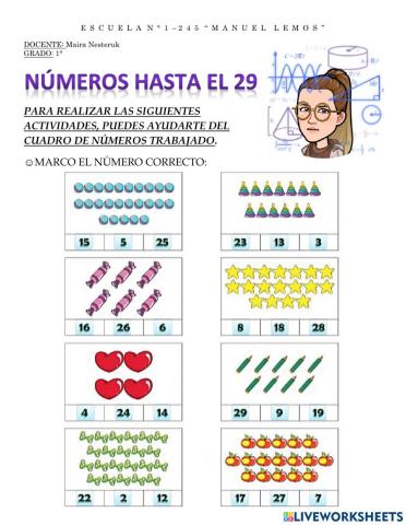 Números hasta el 29