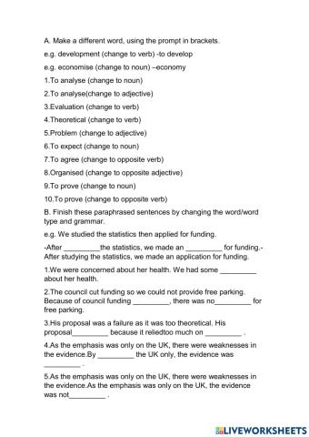 PARAPHRASING EXERCISING