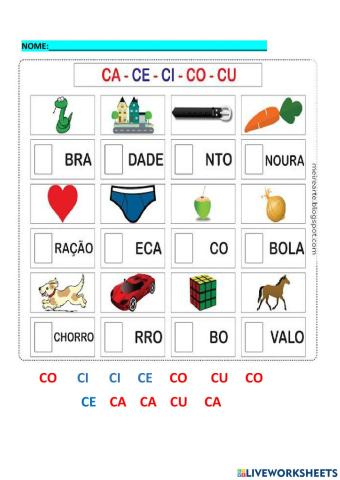 Atividades com CA,CE,CI,CO,CU