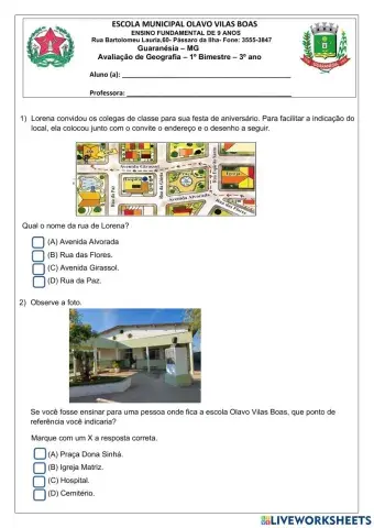 Avaliação de Geografia