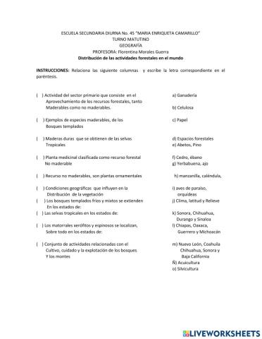 Distribución de las actividades forestales en el mundo