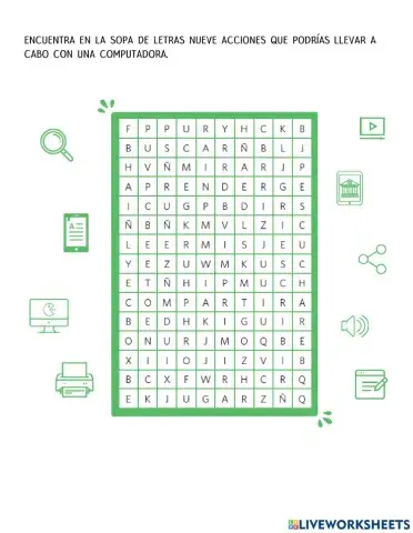 Sopa de letras Acciones Computadoras