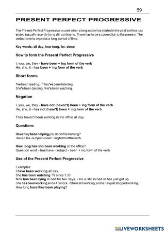 Present perfect progressive 1