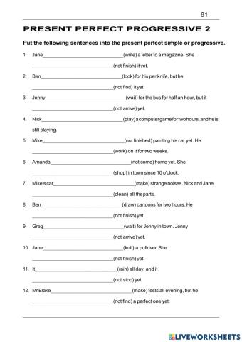 Present perfect progressive 2