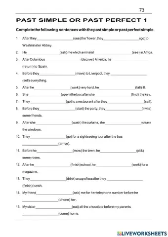 Past simple or past perfect 1