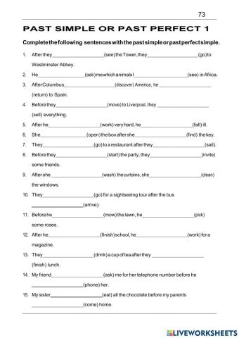 Past simple or past perfect 1