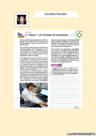 El trabajo y las personas con discapacidad