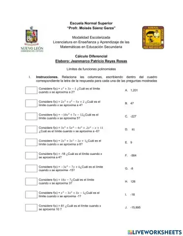 Límites de funciones polinomiales