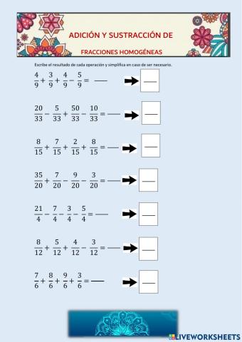Operaciones con fracciones