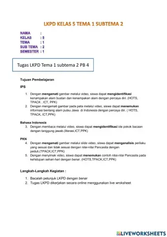 E-lkpd kelas 5 tema 1 subtema 2