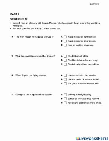 P4 - Listening - Test 1 - Part 2