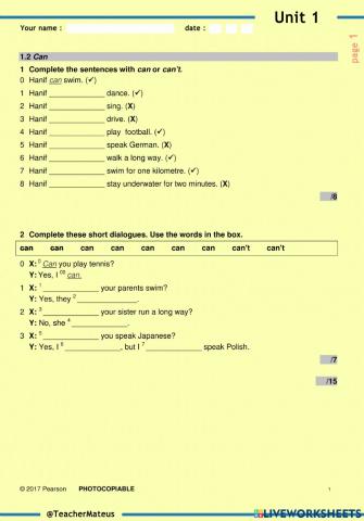 WW 1 - TEST - Unit 1 - PAGE 1