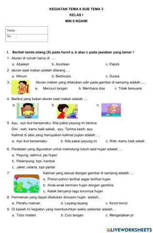 Kegiatan tema 8 Sub Tema 3