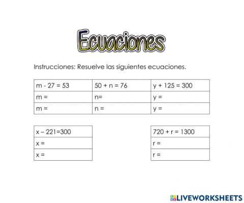 Ecuaciones primer grado