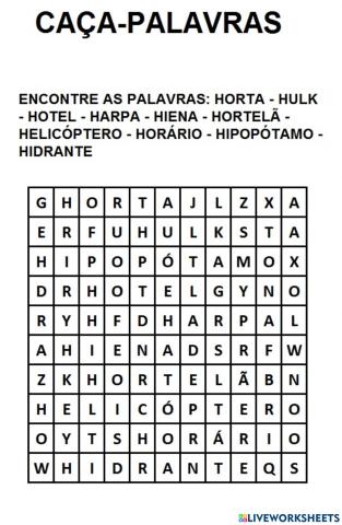 Caça palavras com H