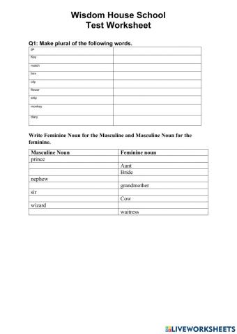 Singular-Plural & Masculine-Feminine