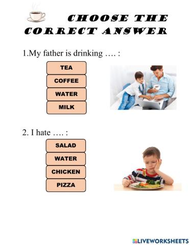 Food and drink worksheet