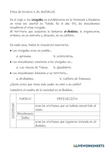Ficha de historia 1: AL-ANDALUS
