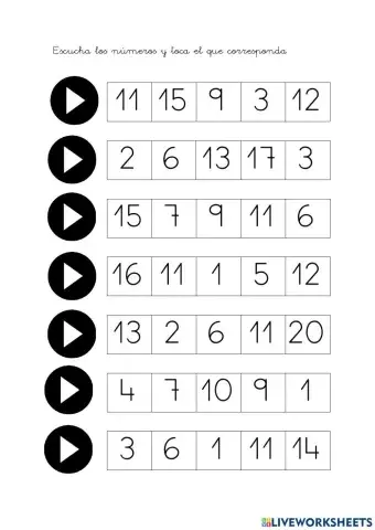 Reconocer números hasta el 20