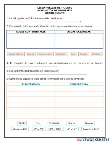 Evaluación Geografía
