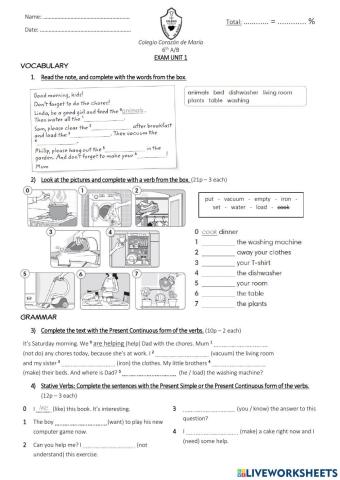 6th grade -  Unit 1 test 2021