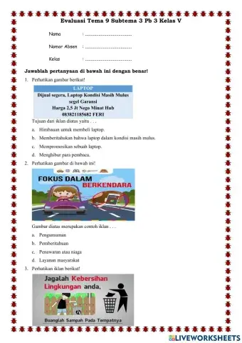 Soal Evaluasi Tema 9 Subtema 3 PB 3