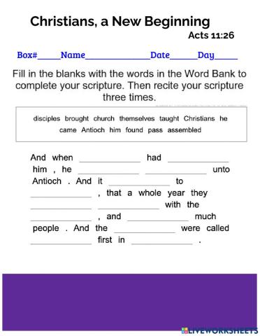 Christians, a New Beginning