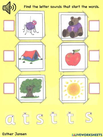 Find the letter sounds that start the words