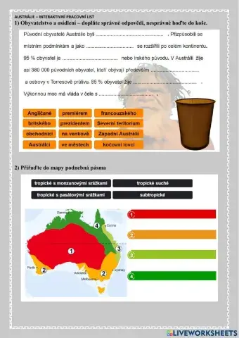 Pracovní list Austrálie