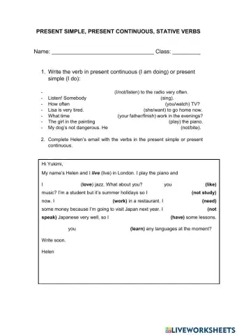 Present simple-continuous