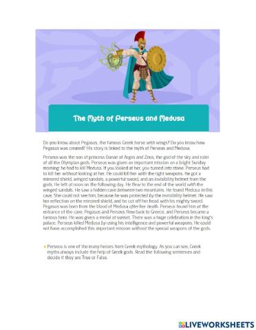 The myth of Perseus and Medusa