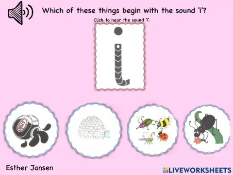 Jolly Phonics: Which of these things begin with the sound 'i'?