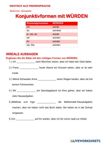 Konjunktiv - Würde-Form