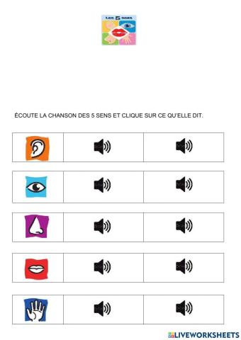 Chanson les 5 sens