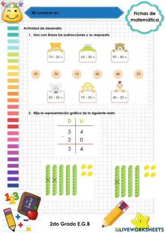 Sustracciones de hasta dos cifras