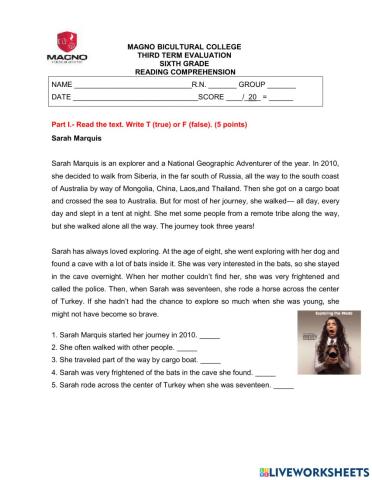 Trimester 3 reading 6th