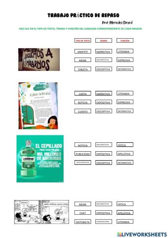 Tipos de textos, tramas, función. Recursos cohesivos, procedimientos explicativos