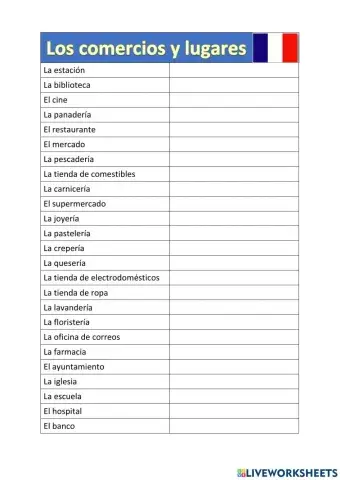 Los comercios. francés