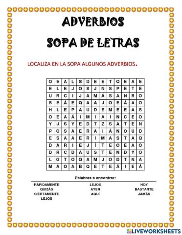 Sopa de letras adverbios