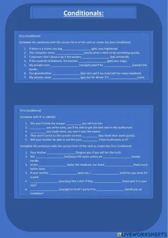 Zero, First and Second Conditional