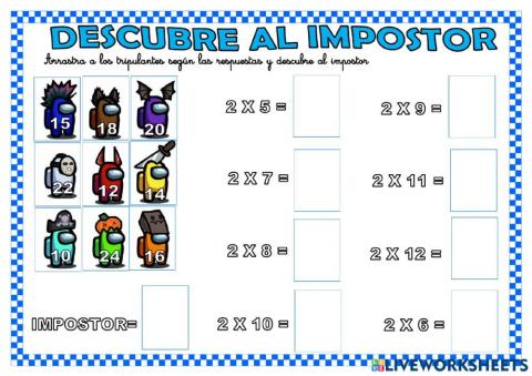 Tabla de multiplicar del 2