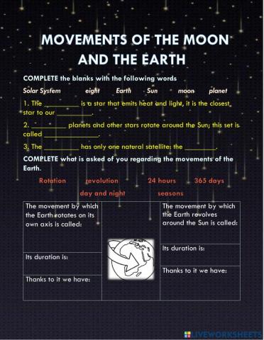Movements of the Moon and the Earth