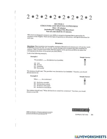 Toefl complete test 1 structure